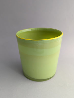 Des Pots - Glazen vaasje, groen met gele rand - 15cm - Schreuder - kraan.shop