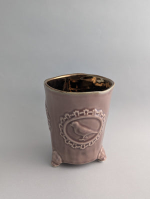 Des Pots - Vaasje met bronsglazuur "autumn" hoogte 13 cm, diameter 10 cm, taupe - Schreuder - kraan.shop