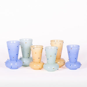 Des Pots - Bolvaasje transparant glas met gekleurde stippen h.14, diameter 8 cm - Schreuder - kraan.shop
