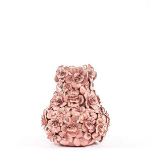 Des Pots - Decoratieve porseleinen vaas met rose bloemen h.17 cm - Schreuder - kraan.shop