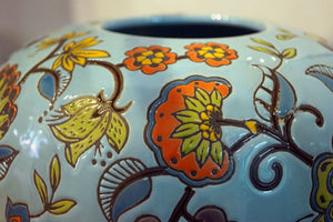 Des Pots - Gebloemde vaas Jinja blauw h.19 d.22 - Schreuder - kraan.shop