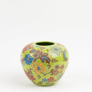 Des Pots - Gebloemde vaas Jinja groen h.19 d.22 - Schreuder - kraan.shop