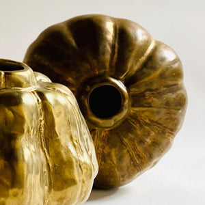 Des Pots - Goudgeglazuurde pompoenvaas h.13 - Schreuder - kraan.shop