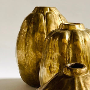 Des Pots - Goudgeglazuurde pompoenvaas h.20 - Schreuder - kraan.shop