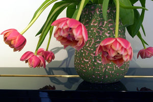 Des Pots - "Mars" vaas groen "tijgerprint" h20cm/d14,5cm - Schreuder - kraan.shop