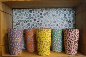 Des Pots - "Mars" vaasje "tijgerprint" motief h.15cm d.9 cm vaas/beker assorti - Schreuder - kraan.shop