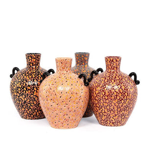 Des Pots - "Mo" steengoed vaas met oren, gestempelde motieven h.32cm /d.22,5 cm - Schreuder - kraan.shop