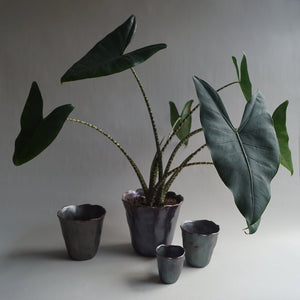 Des Pots - Potten met oil bronze reactief glazuur 13 cm - Schreuder - kraan.shop