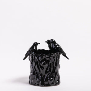 Des Pots - Ravenvaas in zwart porselein h.15 d22 - Schreuder - kraan.shop