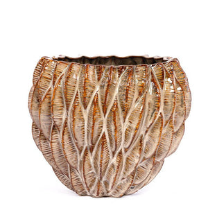 Des Pots - Ska reliëfpot beige h.19 d.23 - Schreuder - kraan.shop