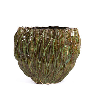 Des Pots - Ska reliëfpot groen h.19 d.23 - Schreuder - kraan.shop
