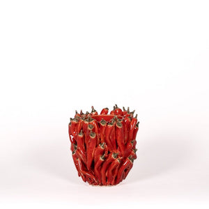 Des Pots - Vaas met rode pepers, h. 18 cm, diameter 15 cm. - Schreuder - kraan.shop