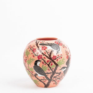 Des Pots - Vaas met vogelmotieven, rose - Schreuder - kraan.shop