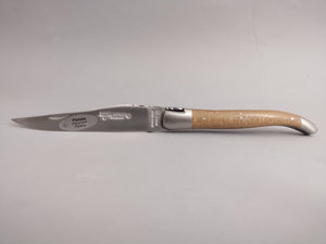 Laguiole en Aubrac - Zakmes, 12 cm gesatineerd rvs met heft van plataan - Schreuder - kraan.shop