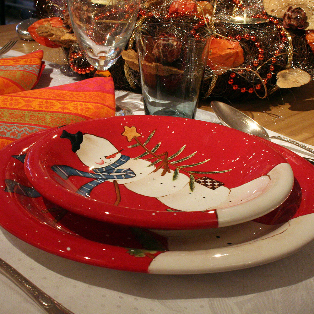 Certified-Een diner bord + dessert bord Hilltop Snowman door Janet Wecker-Frisch voor Certified (set 2) - Schreuder-kraan.shop