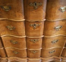 Antieke Hollandse orgelgebogen ladekast van grenenhout, ca 1760 - Schreuder-kraan.shop