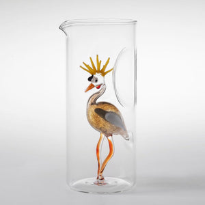 "Caraffa grue couronné" - waterkaraf met kraanvogel door Massimo Lunardon - Schreuder-kraan.shop