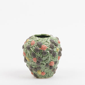 Des Pots - Vaas met decoratie van bramen in fijn geglazuurd aardewerk 18 cm - Schreuder - kraan.shop