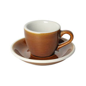 Egg 80 ml espresso kop en schotel "egg"- caramel - Schreuder-kraan.shop