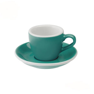 Egg 80 ml espresso kop en schotel "egg"- teal - Schreuder-kraan.shop