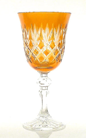Ewa gekleurd en handgeslepen kristallen wijnglas - amber gold - Schreuder-kraan.shop