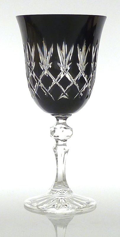 Ewa gekleurd en handgeslepen kristallen wijnglas - black - Schreuder-kraan.shop