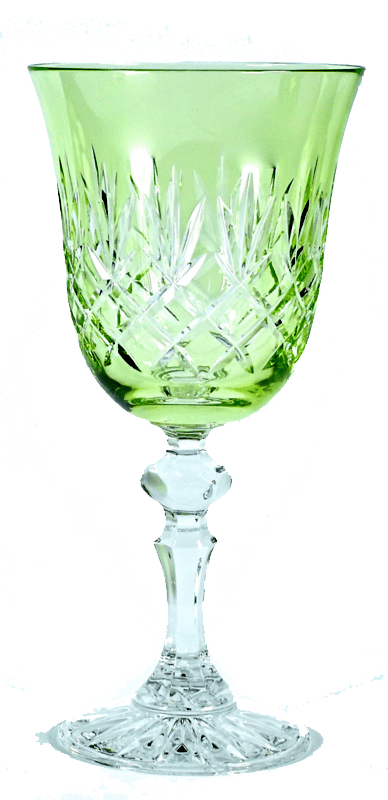 Ewa gekleurd en handgeslepen kristallen wijnglas - chartreuse - Schreuder-kraan.shop