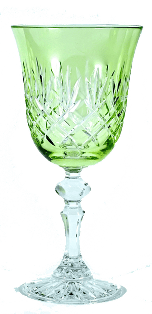 Ewa gekleurd en handgeslepen kristallen wijnglas - chartreuse - Schreuder-kraan.shop