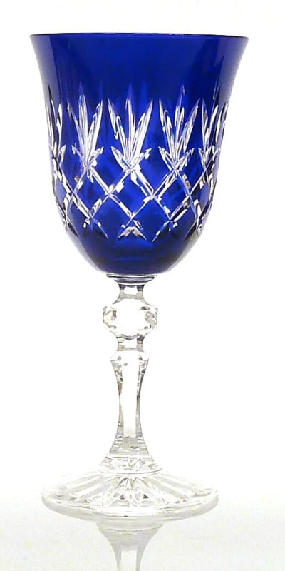 Ewa gekleurd en handgeslepen kristallen wijnglas - kobalt - Schreuder-kraan.shop