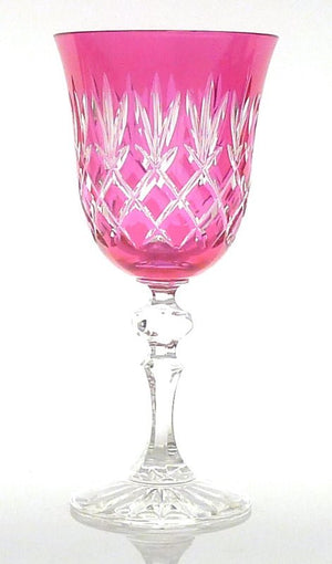 Ewa gekleurd en handgeslepen kristallen wijnglas - pink - Schreuder-kraan.shop