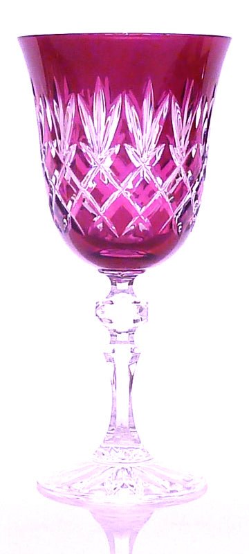 Ewa gekleurd en handgeslepen kristallen wijnglas - raspberry - Schreuder-kraan.shop