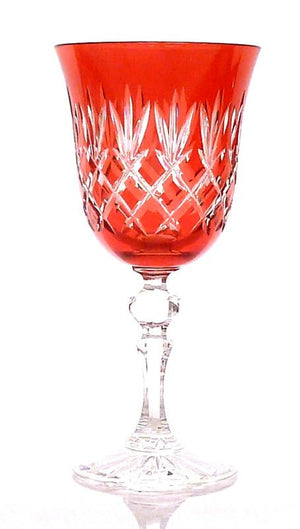 Ewa gekleurd en handgeslepen kristallen wijnglas - strawberry - Schreuder-kraan.shop