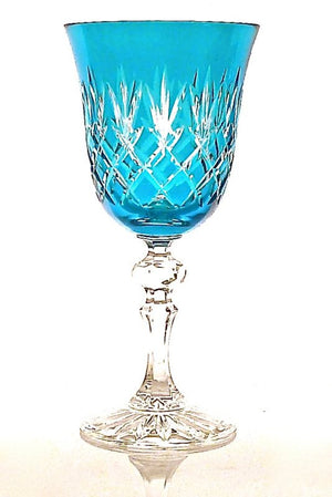 Ewa gekleurd en handgeslepen kristallen wijnglas - turquoise - Schreuder-kraan.shop
