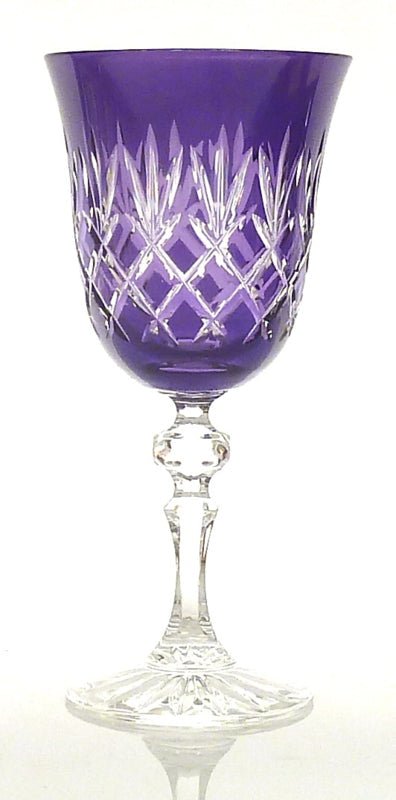 Ewa gekleurd en handgeslepen kristallen wijnglas - violet - Schreuder-kraan.shop