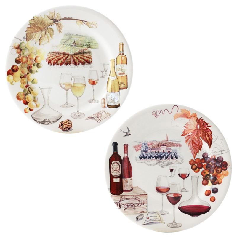Gien Bouquet Vin set van 2 dessertborden 21,8 cm assorti (2) - Schreuder-kraan.shop