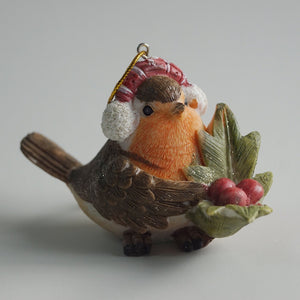 GoodwillChristmas bird, kerstvogel met hulst, hoogte 7,5 cm - Schreuder-kraan.shop