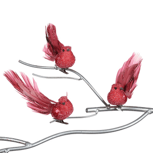 Goodwill-Glittering feather bird - kerstboomvogel op clip, rood - Schreuder-kraan.shop