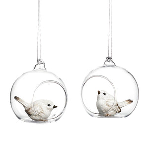 Goodwill-Open glazen bal met vogel, 8,5cm - Schreuder-kraan.shop