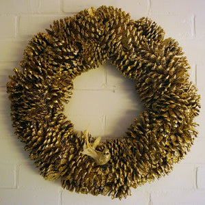 Goodwill-Vergulde denneappelkrans, 46 cm - Schreuder-kraan.shop