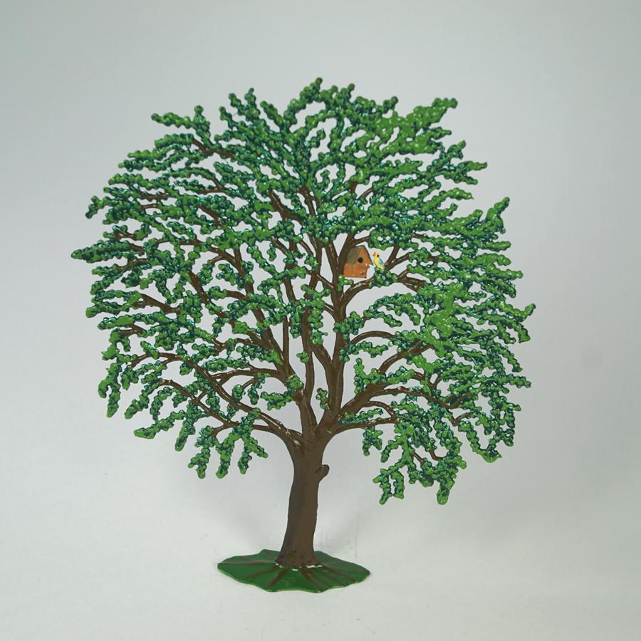 Handbeschilderde kersenboom in groen blad, vervaardigd uit tin - Schreuder-kraan.shop