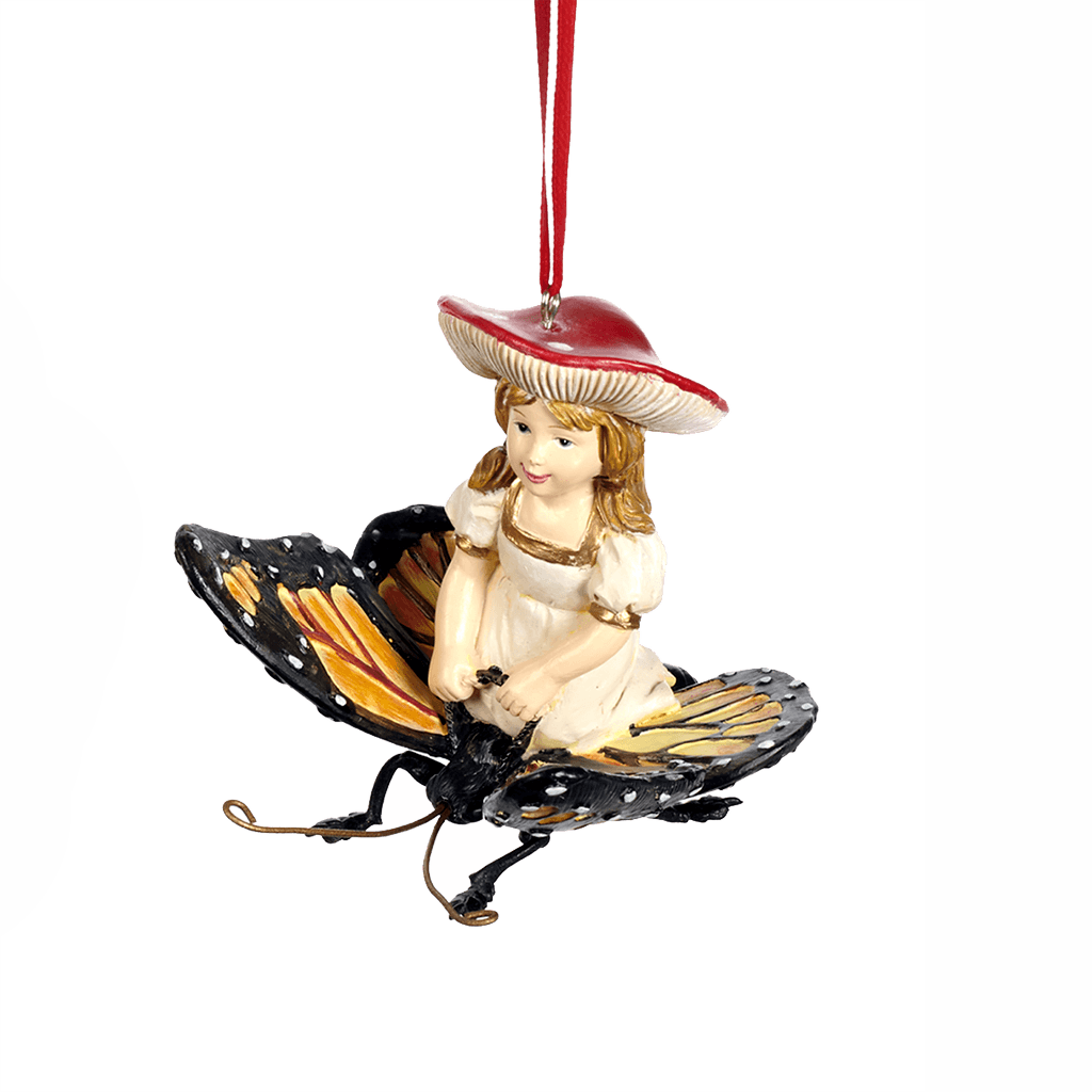 Mushroom girl op een vlinder, hanger, 11 cm. - Schreuder-kraan.shop