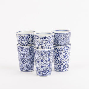 Des Pots - Bekers met blauw decor h10 - Schreuder - kraan.shop
