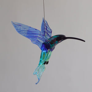 S&K handvervaardigde glasfiguren-Blauwe kolibrie, uit glas vervaardigd - Schreuder-kraan.shop