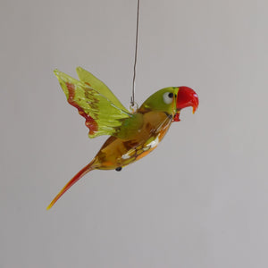 S&K handvervaardigde glasfiguren-Groene papegaai, uit glas vervaardigd - Schreuder-kraan.shop