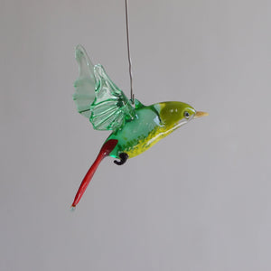 S&K handvervaardigde glasfiguren-Groene vogel, uit glas vervaardigd - Schreuder-kraan.shop