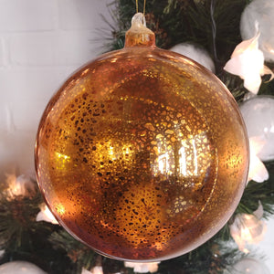 Goodwill-Grote "antieke" glazen kerstbal 15 cm met koperkleur - Schreuder-kraan.shop