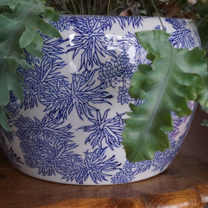 Des Pots - Grote pot met blauw decor h.20 d.30 cm - Schreuder - kraan.shop