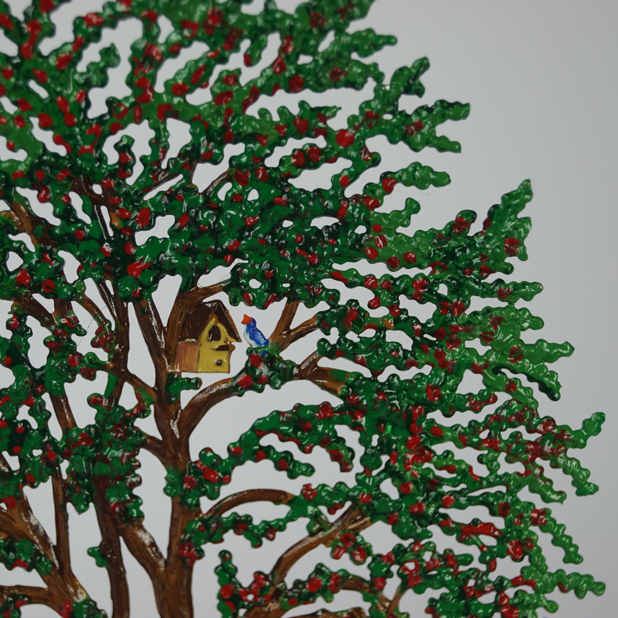 S&K handbeschilderd tin-Handbeschilderde kersenboom, vervaardigd uit tin - Schreuder-kraan.shop