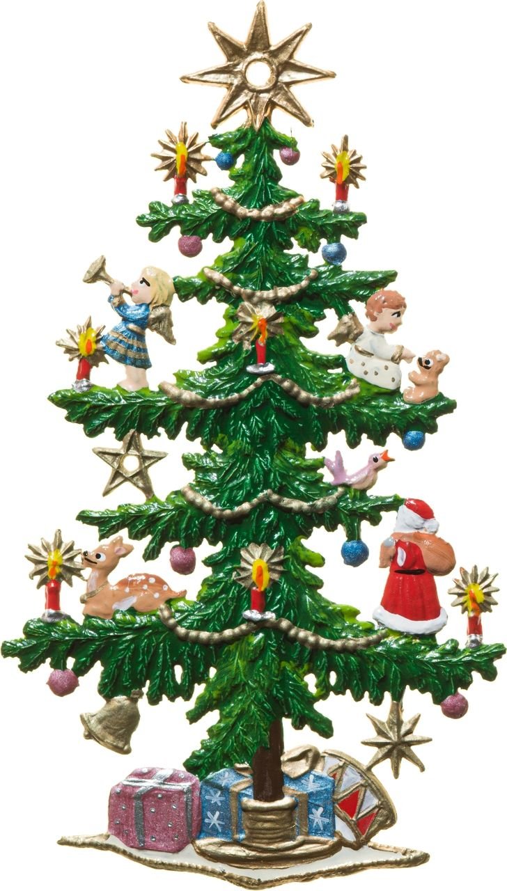 S&K handbeschilderd tin-Kerstboom met geschenken - Schreuder-kraan.shop