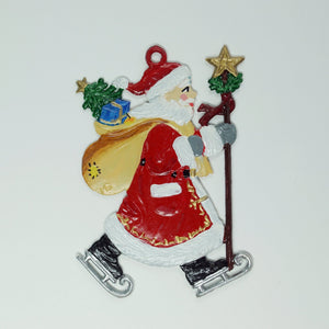 S&K handbeschilderd tin-Kerstman op schaatsen - Schreuder-kraan.shop